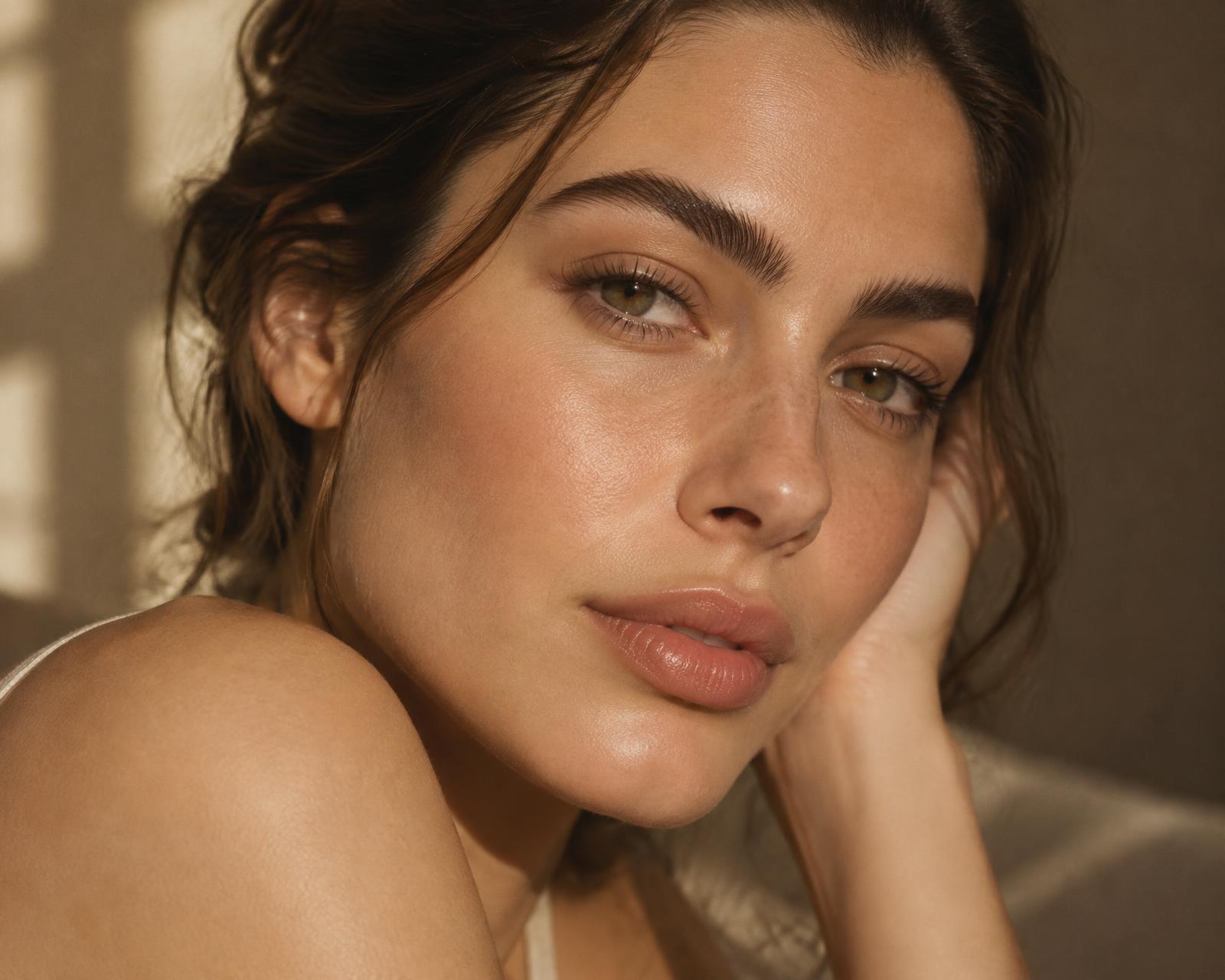 Editorial portrait highlighting shaped brows